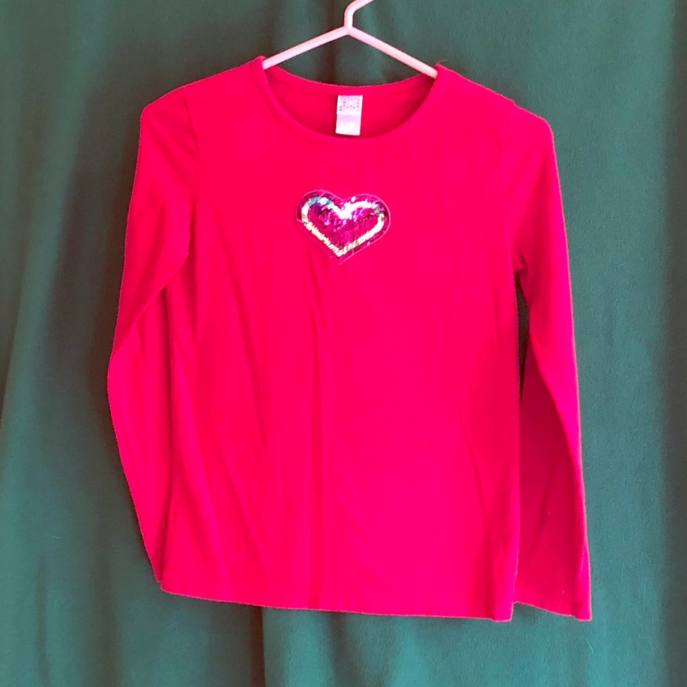 Sparkly fun sequined heart long sleeve shirt!
